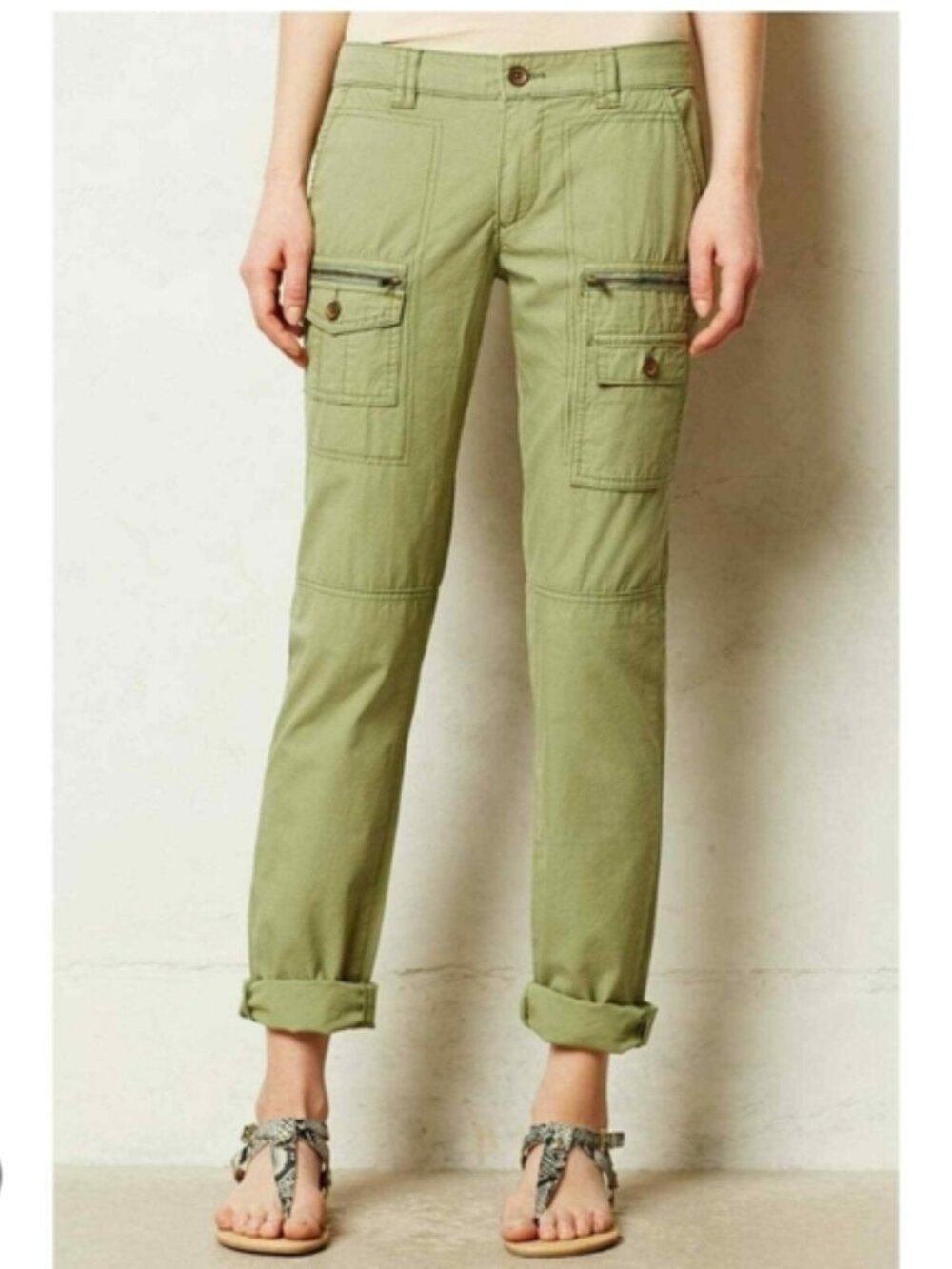 Anthropologie Hei Hei Olive Green Westport Cargo Skinny Pants Sz 26 Garpcore